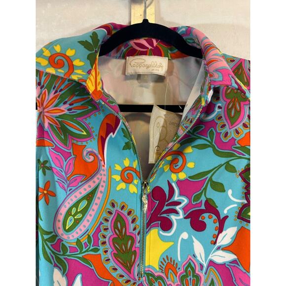 NEW Cappagallo Womens Size S Azure Hippie print Stretch Sleeveless Dress Zip D17 - Picture 2 of 7